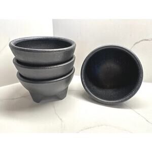 4PCS Salsa Bowl Set Plastic Mexican Molcajete Chips Guacamole Bowls Serving Dish